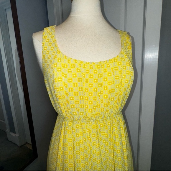 Emma and Michelle yellow print sleeveless maxi dress with belt size 10 - Picture 10 of 13